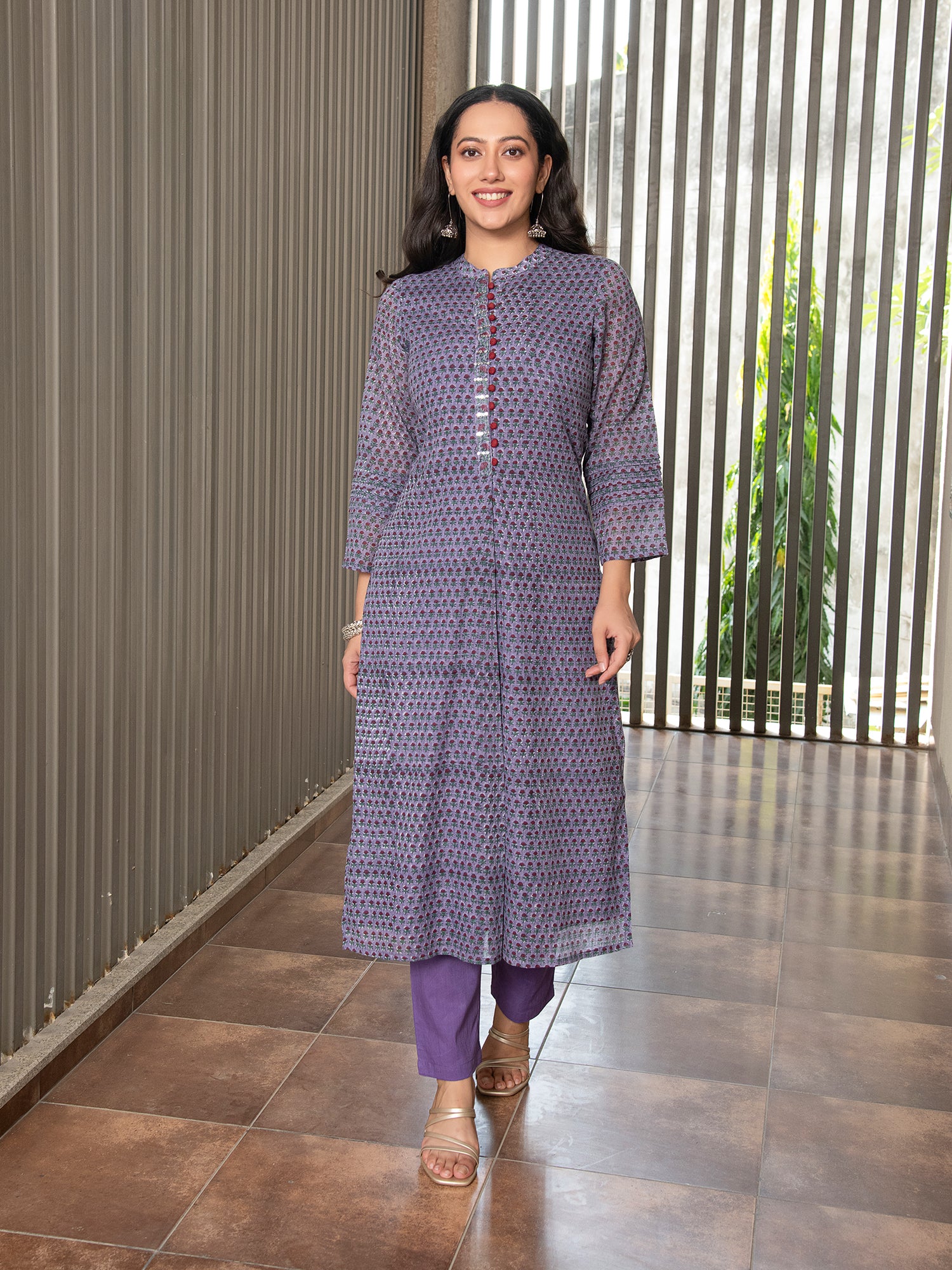 MULMUL MAHI KOTA DORIA BLOCK PRINTED KURTA & PANT SET