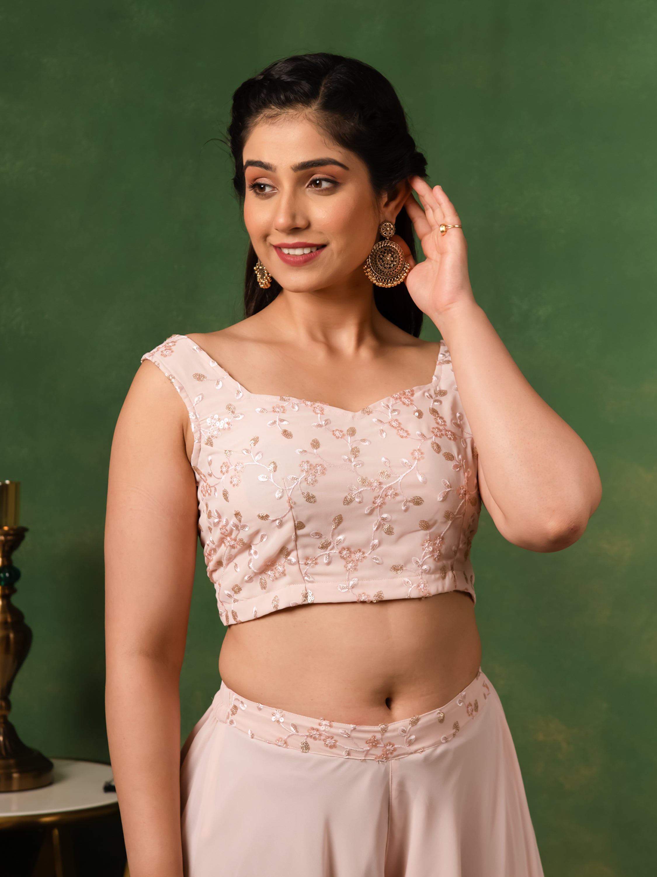 MULMUL BLUSH PINK SEQUIN EMBROIDERED CO-ORD SET